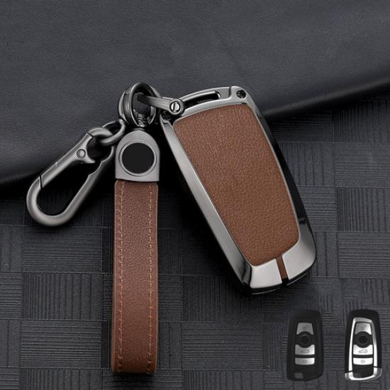 Zinc Alloy Leather Car Key Fob Case Cover For BMW 3 4 5 7 F20 F21 F30 F31 F25