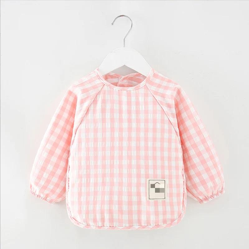 

Летний детский пищевой комбинезон Водонепроницаемая одежда слюнявчики для мальчиков девочек Детская одежда Не требующий стирки фартук хлопковые клетчатые безрукавные слюнявчики 2-3T розовый