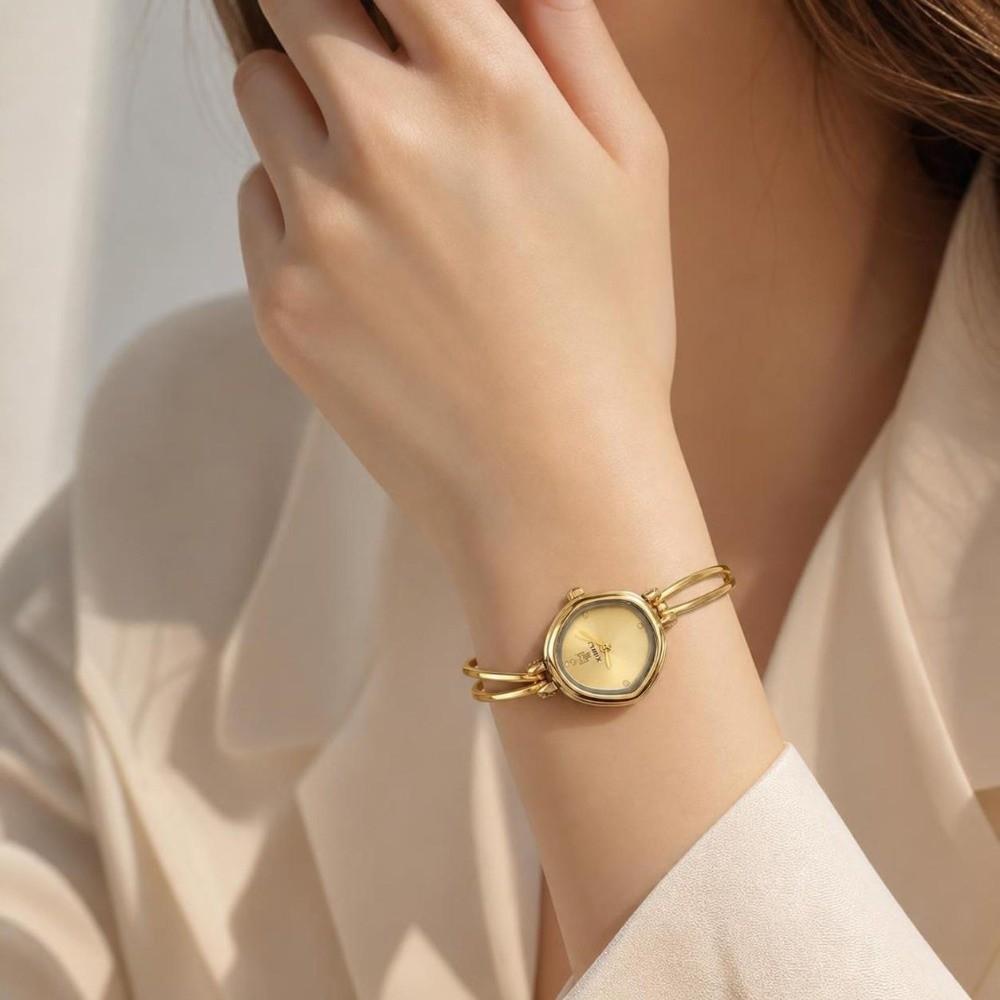 Solid Color Dial Square Bangle Watch Thin Metal Bracelet Ladies Wristwatch Bracelet Wristwatch