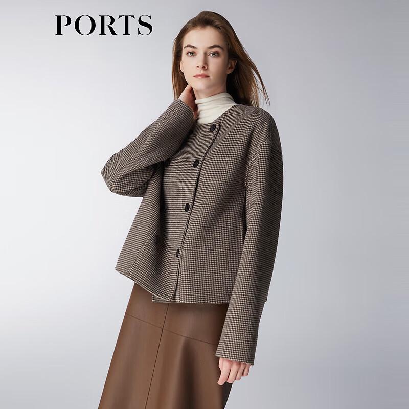 

PORTS Женское короткое двубортное пальто в гусиную лапку S