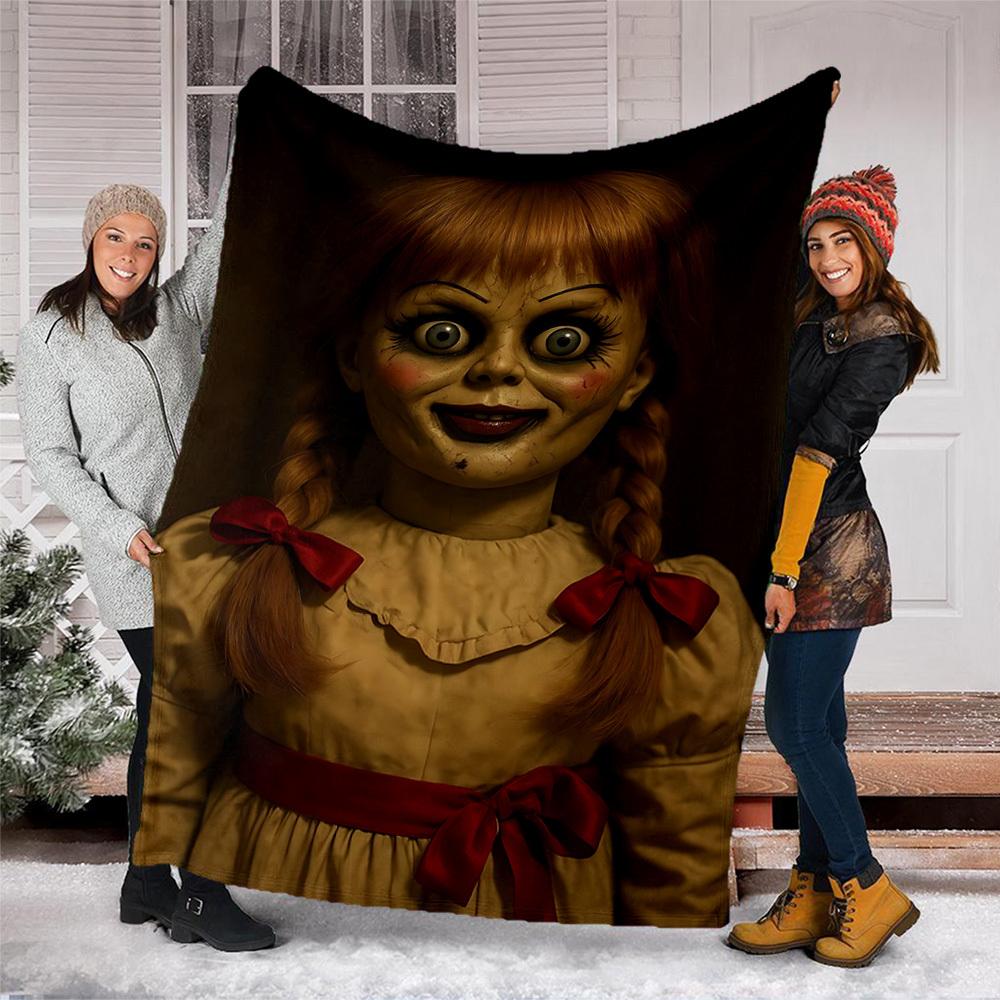1 st Annabelle-docka, Skräck Utomhus Flanellfilt Gåva För Pojkar Flickor Vuxna, Familj Vänner