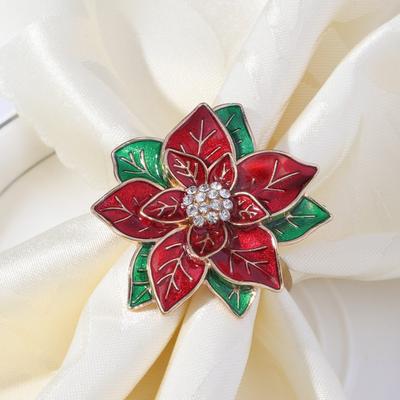 European and American Christmas Hotel Dining Table Set Table Hand Painted Rose Red Flower Napkin Ring Napkin Buckle Towel Ring