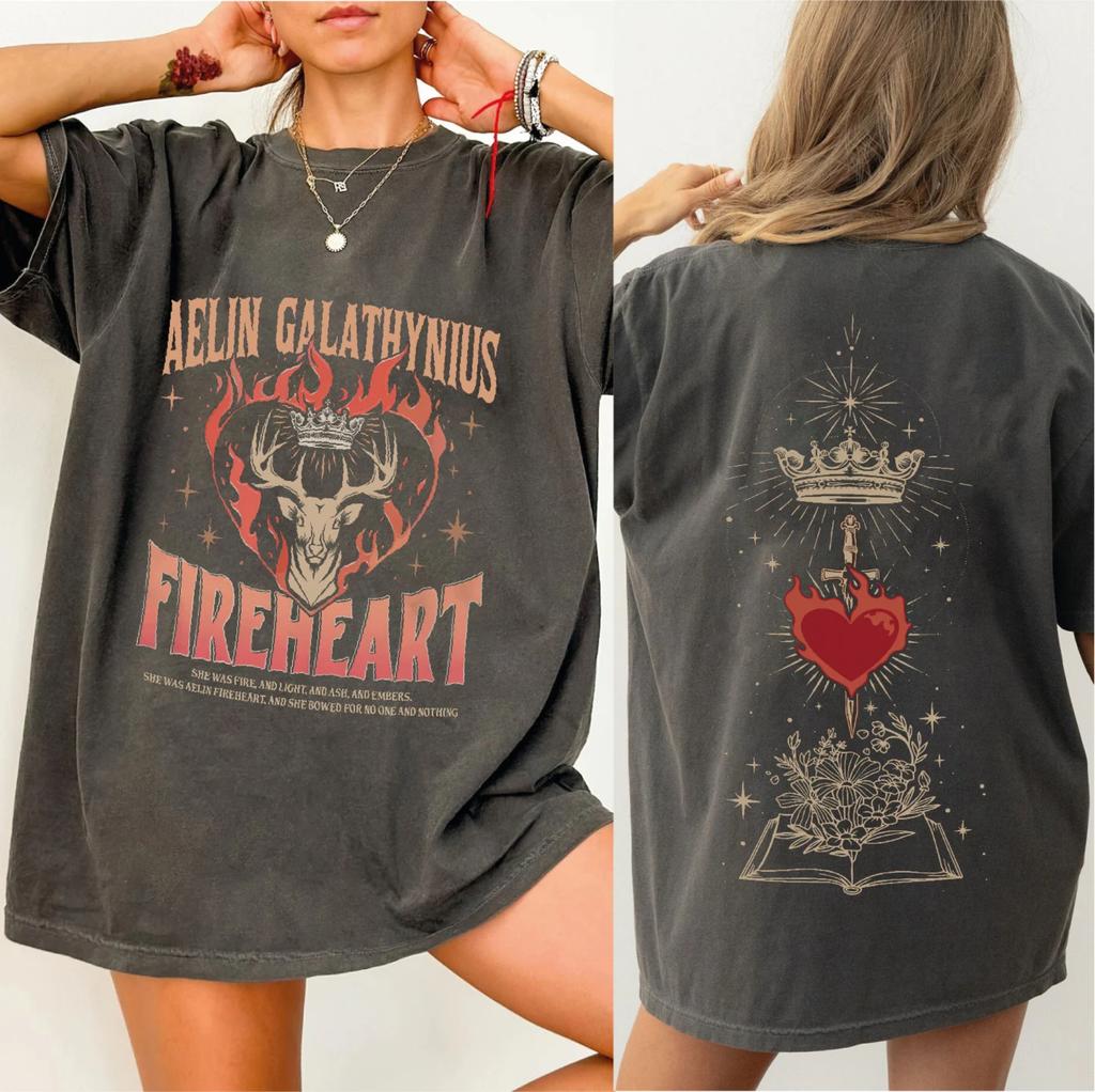 Aelin Galathynius Fireheart Printed Womens Tshirt SpringSummer Fashion Trend Pure Cotton Top Neutral Short Sleeve Tshirt