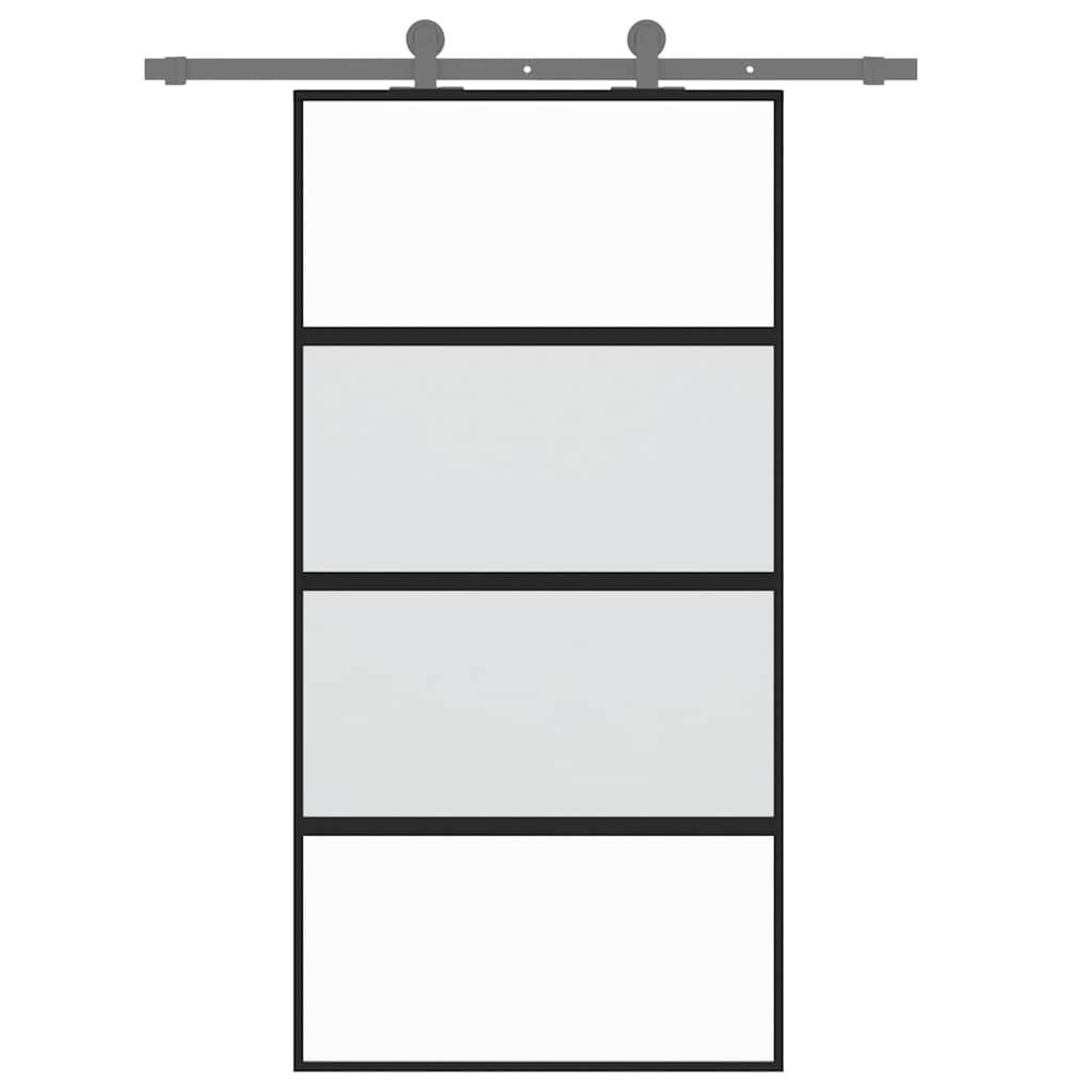 Vidaxl Sliding Door, Black, 102.5X205Cm, Tempered Glass Aluminum
