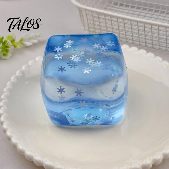 Portable Stress Reliever Transparent Lemon Squeeze Toy, Relief Jellyfish Ice Cream Toy Soft Clear Cube Sensory for Kids Adults Shaped