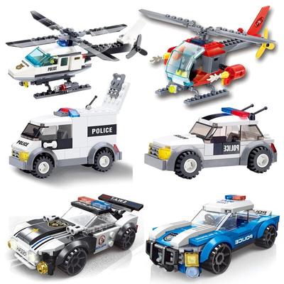 Cidade Polícia Avião SWAT Carro Bombeiro Helicóptero Transportador Veículo DIY Montar Aeronave Modelo Blocos de Construção Tijolos Brinquedos Infantis Presentes