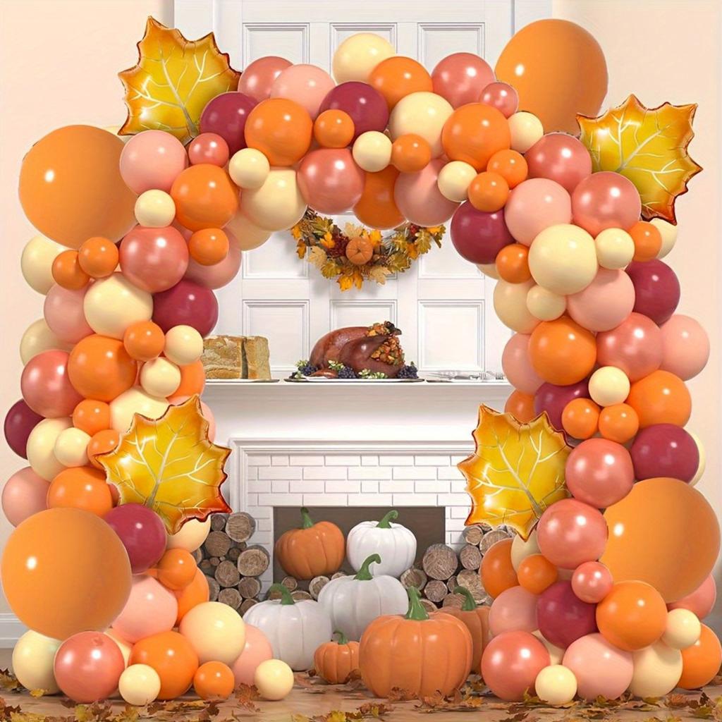 151 Pieces Fall Balloon Wreath Arch Set for Thanksgiving Decoration Balloons Thanksgiving Party Fall Patio Harvest Festival