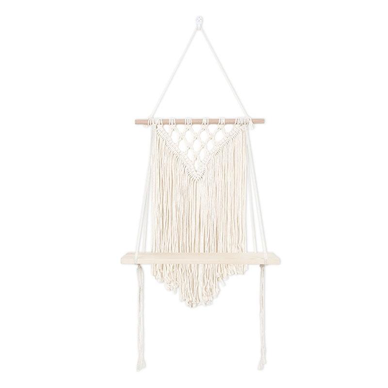 

Настенная веревка, деревянная качели, полка, подвеска, декоративная кисточка, гобелен, держатель для горшка для хранения растений белый
