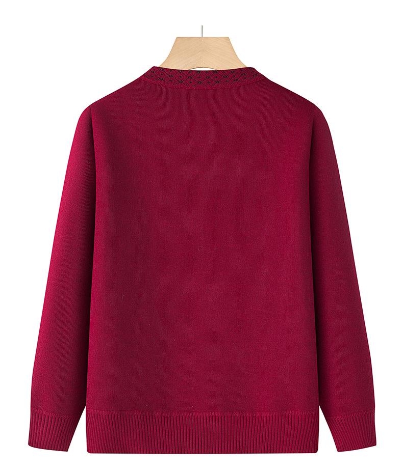 Embroidered Velvet Cardigan for Middle-aged & Elderly Women - Cozy Winter Sweater