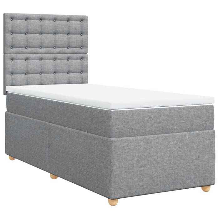 Exclusive House - Bed Slat Base with Mattress Light Grey 100x200cm Fabric