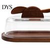 Glass Butter Keeper with Wood Base Wooden Dish Lid And Knife, Holder for Kitchen Modern Case Breakfast Countertop & Refrigerator, Tray, Container,