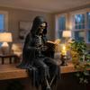 Decoratie Leesmannen Beeld Tovenaar Zittende Man Beeldje Skelet Figuurtje Halloween Decoratie