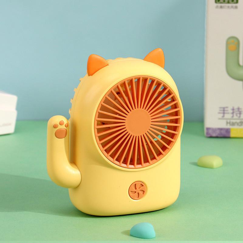 Niedlicher Cartoon-Katzen-Mini-Ventilator, USB-wiederaufladbar, tragbarer Schreibtisch-Handventilator