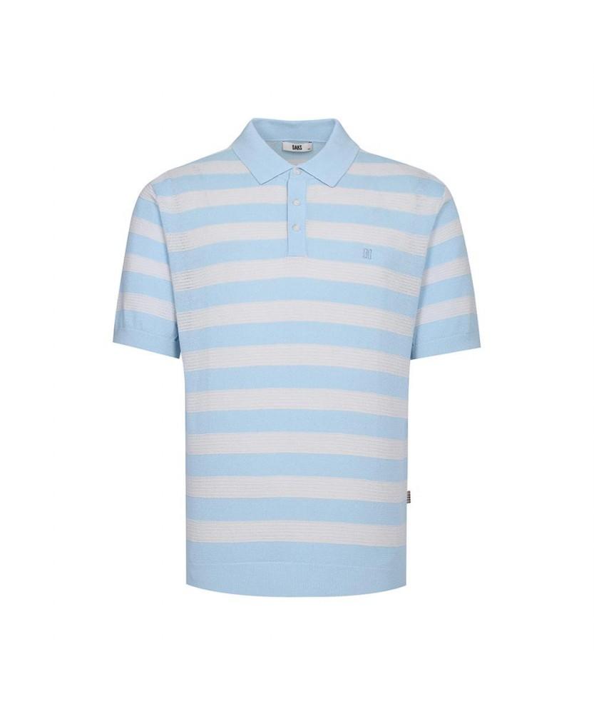 Dagseusyeocheu Striped Short Sleeve Collared Knit Blue_Dls1Swts109B1