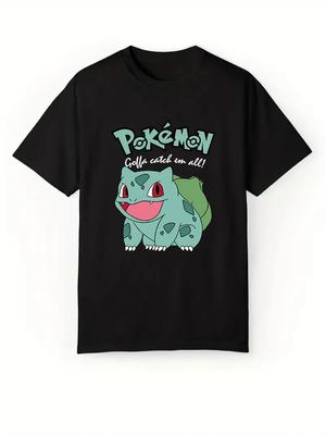 Classic Pokemon Bulbasaur Short Sleeve T-Shirt for Ladies Casual Loose Fit Summer Top Women's Fashion Crew Neck