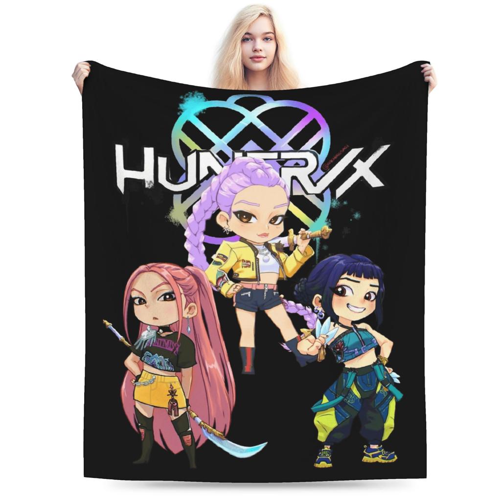 Jinu Huntrix Saja Boys K-Pop Demon Hunters Blanket Autumn Soft Throw Blanket for Girl Living Room Print Bedspread Sofa Bed Cover