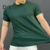 Men Summer Top with 3D Texture Round Neck Short Sleeves Loose Solid Color Muscular Men Sport T-shirt Daily Exercise Shirt