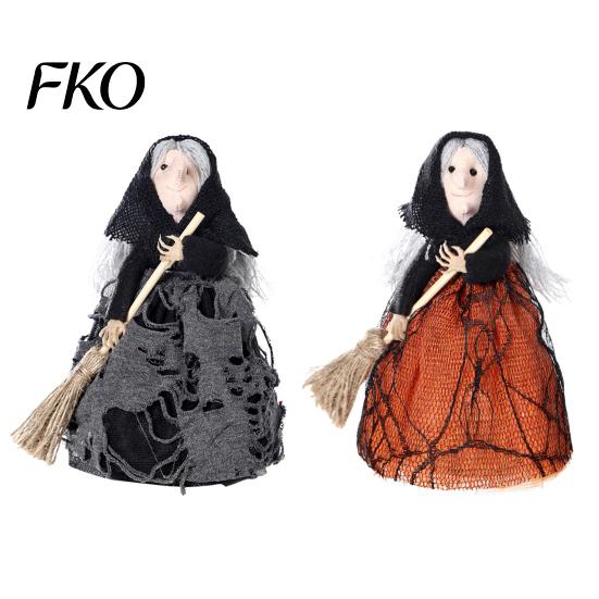 Multi-use Witch Decor Halloween Kitchen Doll, Small Statue with Broom, Three-dimensional Tabletop Party Decoration for Table Fireplace Holiday