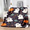 Ultra-Soft Plush Blanket Suitable for All Seasons, Featuring Adorable Ghosts, Jack-O'-Lanterns, And Bats In a Dark Blue And Black Modern Design, Ideal