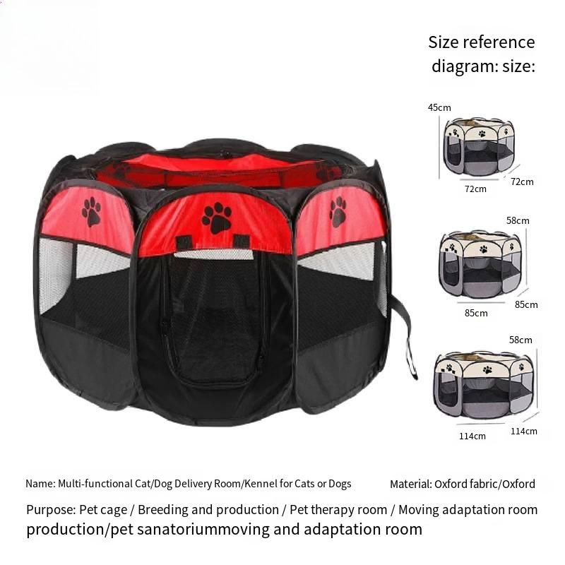 Cat birthing room foldable cat and dog cage pet enclosure camping tent cat bed octagonal cage closed breeding box pregnancy