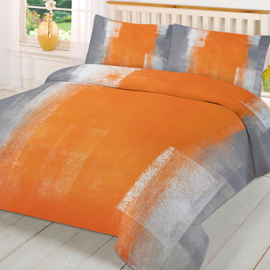 Orange Gray Abstract Oil Painting Texture Soft Duvet Cover With Pilow Case 3pcs Beding Set Comfortable Quilt Cover Double Bed Home Textile