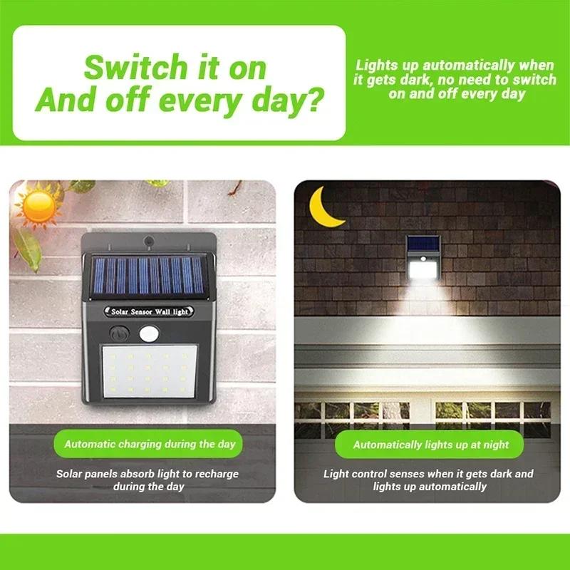 Solar Light PIR Motion Sensor Wall Light Outdoor Solar Lamp Waterproof Solar Powered Sunlight Street Lamp Garden Decor