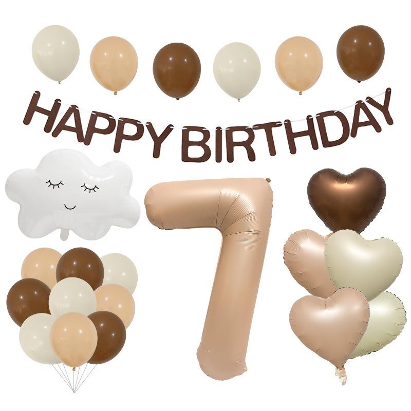 Wind caramel balloon birthday venue arrangement love balloon bundle closed eyes cloud aluminum film set cloth