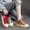 Fashion GKTINOO Spring Autum High Top Women Sneakers Genuine Leather Lace-Up Casual Shoes Handmade Concise Platform Sneakers