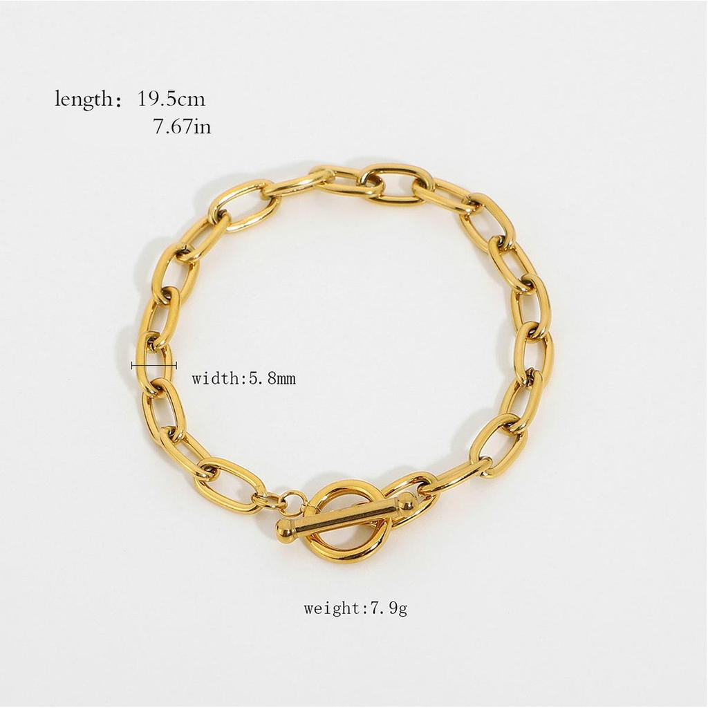 18K Gold Plated Stainless Steel Layered Bracelet Set: Miami Cuban Chain, Bangle, Flat Snake Design for Women