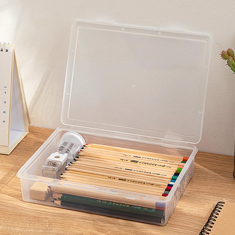 Large Capacity Pencil Case Transparent Plastic Notebook Sketch Marker Colored Lead Painting Storage Box Back To School Supplies