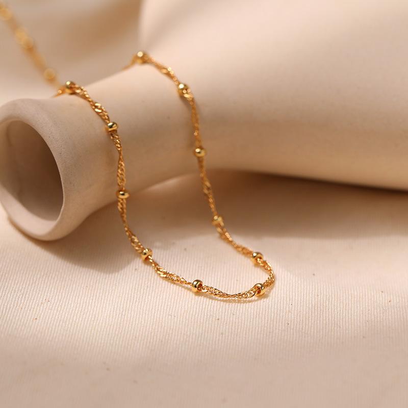 Minimalist Ins Style 18k Gold Plated Copper Simple Clavicle Chain Necklace For Women