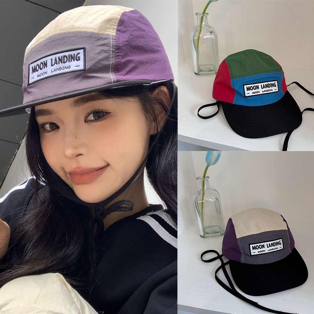 Retro Contrasting Color Baseball Cap Flat-brimmed Peaked Cap American Style Baseball Hat  Sports