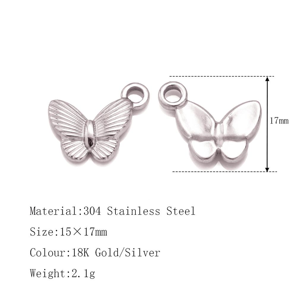3Pcs Flower&Insect Charms Stainless Steel Exquisite Butterfly/Bee/Rose/Scarab Pendant Necklace Earring Dangle DIY Jewelry Making