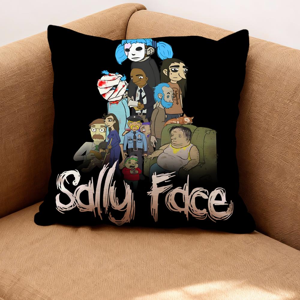 Band Sally Face Cushion Cover Premium Comfort Reversible Pillow Cove -Two in One Design for Any Room & Car Interior