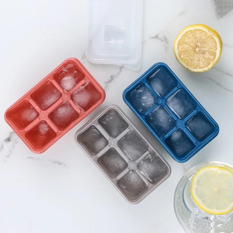 Silicone Ice Cubes Tray with Lid 6 Cubes Jelly Maker Frozen Molds Easy-Release for Whisky Cocktail Cola Baby Food and Drinks