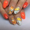 24Pieces Orange Glittering Press On Nail Tips Winter Leaf Short Look European Manicure Art Artificial Fingernails Set
