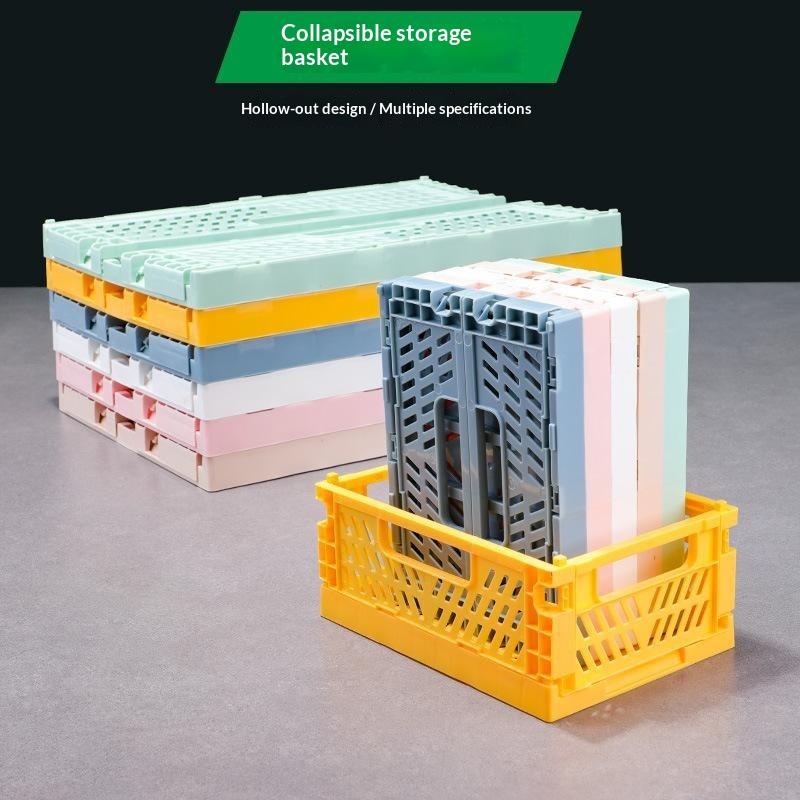 1Pcs Mini Foldable Storage Basket, Home Desktop Clutter Organizer Box, Portable Multi-Functional Solid Color Storage Basket