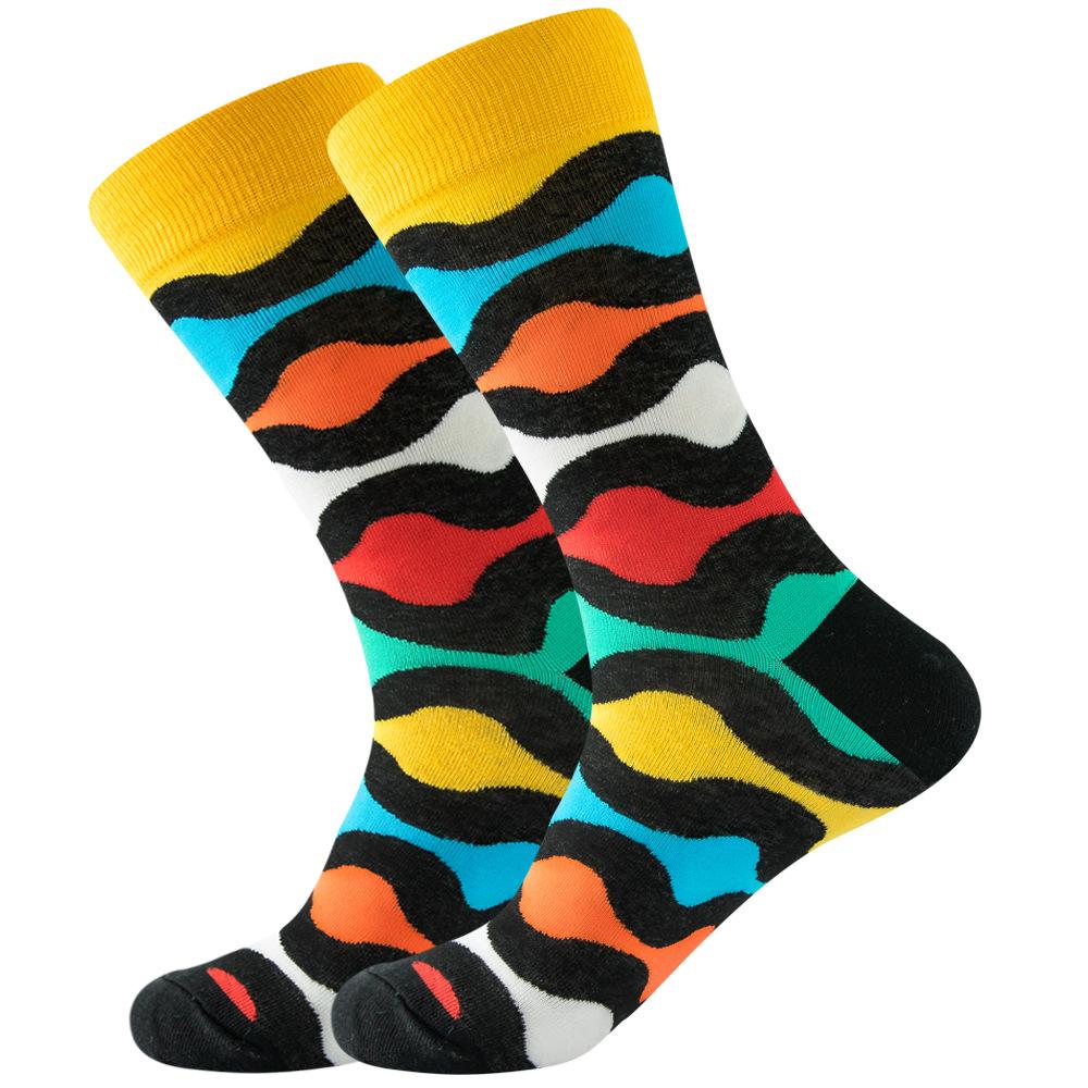 Socks Men's Latest Design Middle Tube Socks Autumn Socks Quality Business Geometric Lattice Colorful Mens Cotton Socks
