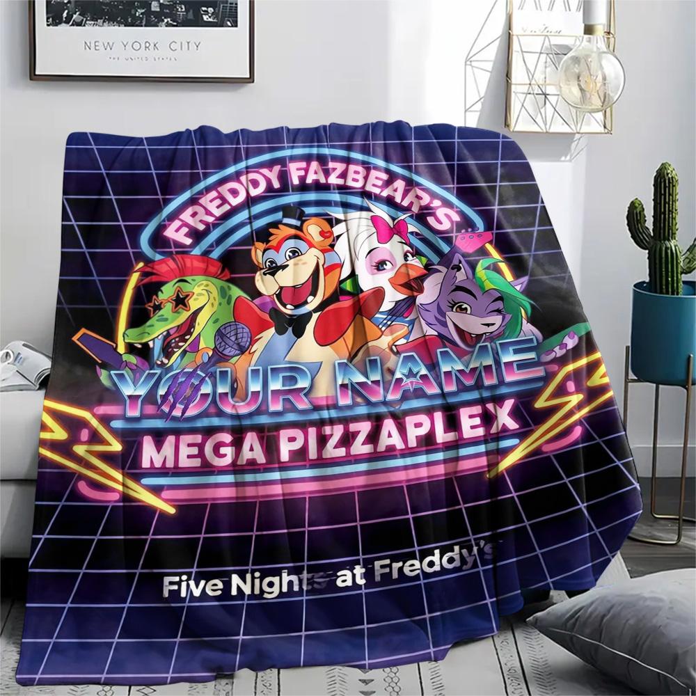 1PC Fnaf Celebration Custom Name Patterned Flannel Blanket Suitable For All Seasons For Home Decor Warmth And Comfort Gifts Holiday Present