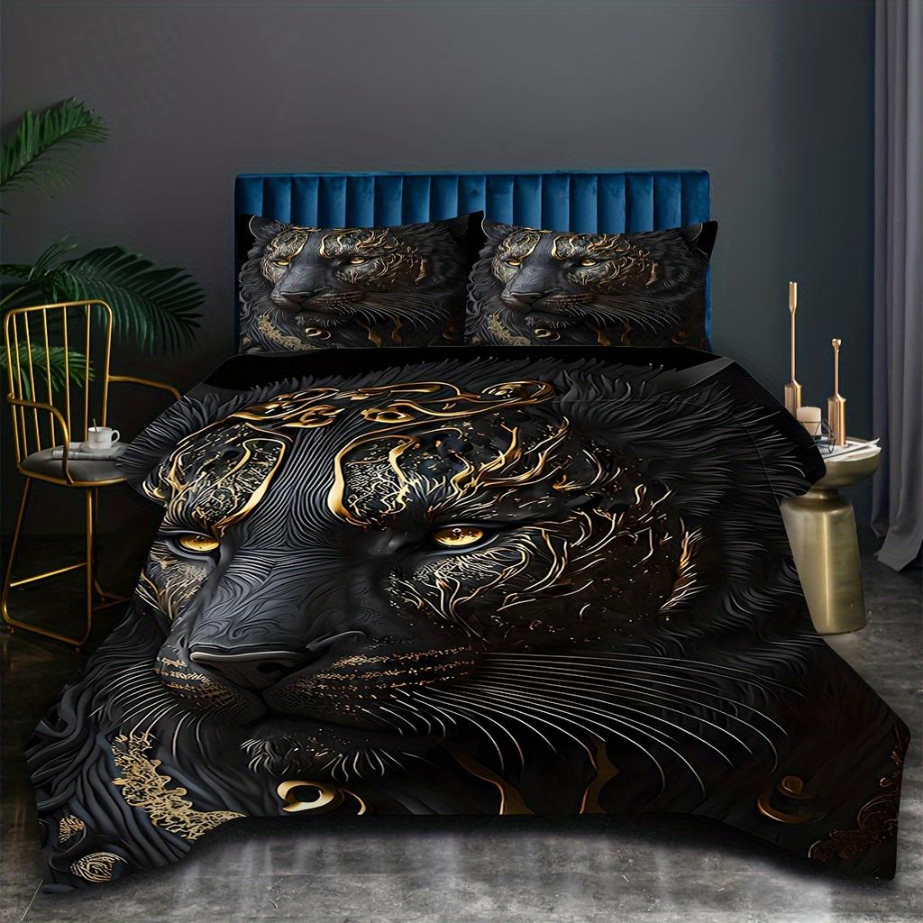 3Pcs Lion Bedding Set 3D Printed Single Queen Size Duvet Cover Set For Kids Adult Bedroom Home Decor Machine-Washable