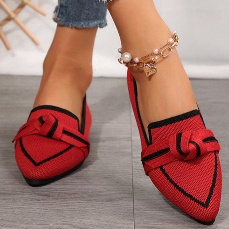 Fashion Plus Size 36-43 Red Flats Shoes Women 2025 Breathable Mesh Flat Shoes Woman Pointed Toe Lightweight Casual Shoes Female