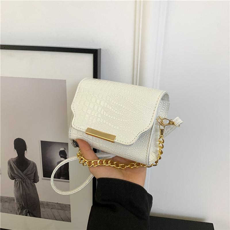 Chic Minimalist Pu Small Square Handbag With Elegant Crocodile Pattern For Women