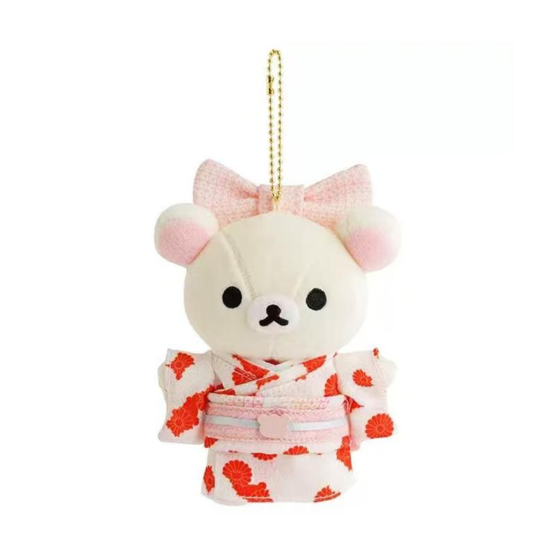 Kawaii Cartoon Rilakkuma Korilakkuma Kimono Keychain Plush Toys Creative Backpack Couple Pendant Doll Friend Birthday Gift