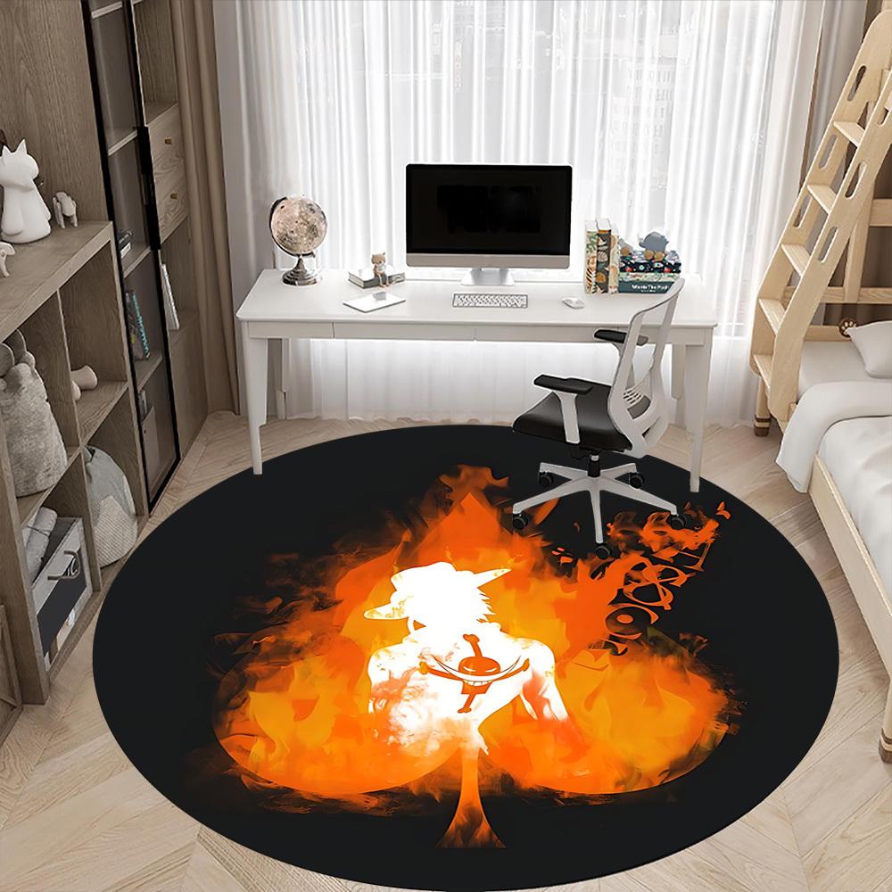 One Piece Portgas·D· Ace Office Round Area Rug, Under Office Chairs Bedroom Living Room Home Decor a0908195