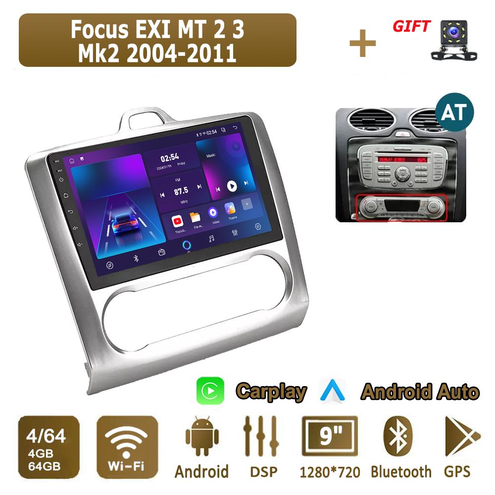 Android Carplay Car Radio For Ford Focus EXI MT 2 3 Mk2 Mk3 2004-2011 Multimedia Player Head Unit Stereo GPS Navigation BT WIFI 4+64GB