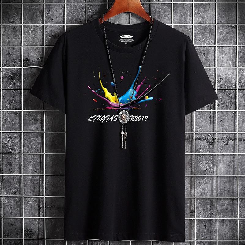 

Men s Short Sleeve T-Shirt 100% Cotton Crew Neck Casual Basic Top Size M чёрный
