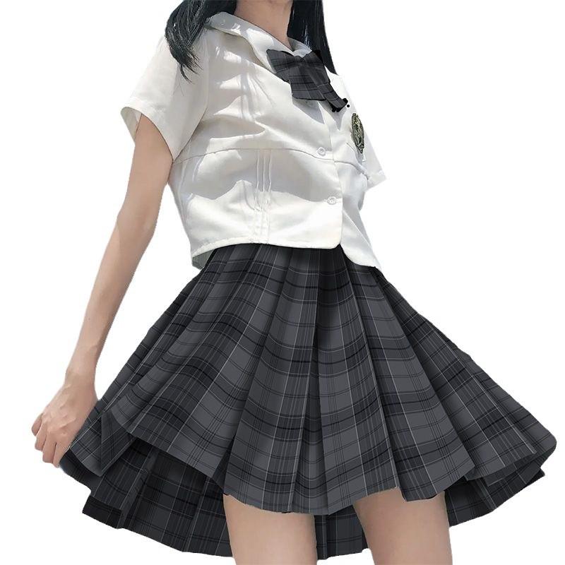 Authentic Japanese Plaid Pleated Skirt - Black Warrior Academy Style