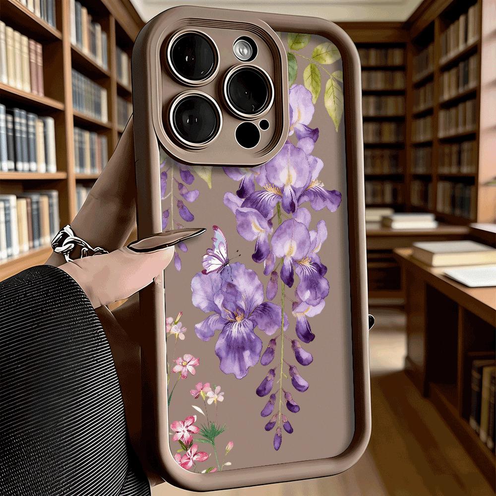 Wisteria Iris Butterfly Watercolor Anti-Slip TPU Phone Case For Xiaomi Redmi Note 15 14 13 12 11 10 9 Pro Full Protective Cover