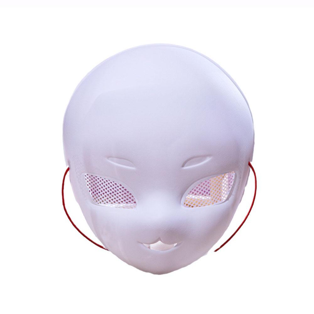 Maschera Integrale in PVC Bianca Maschera Fai-da-te in PVC con Corda per Festa Cosplay Mascherata