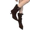 Fashion Women Sexy Pointed Toe Mid-Calf Boots 2024 High Quality Ladies Shoes Slip-on Women's Boots Fashion Belt Buckle Modern Boots